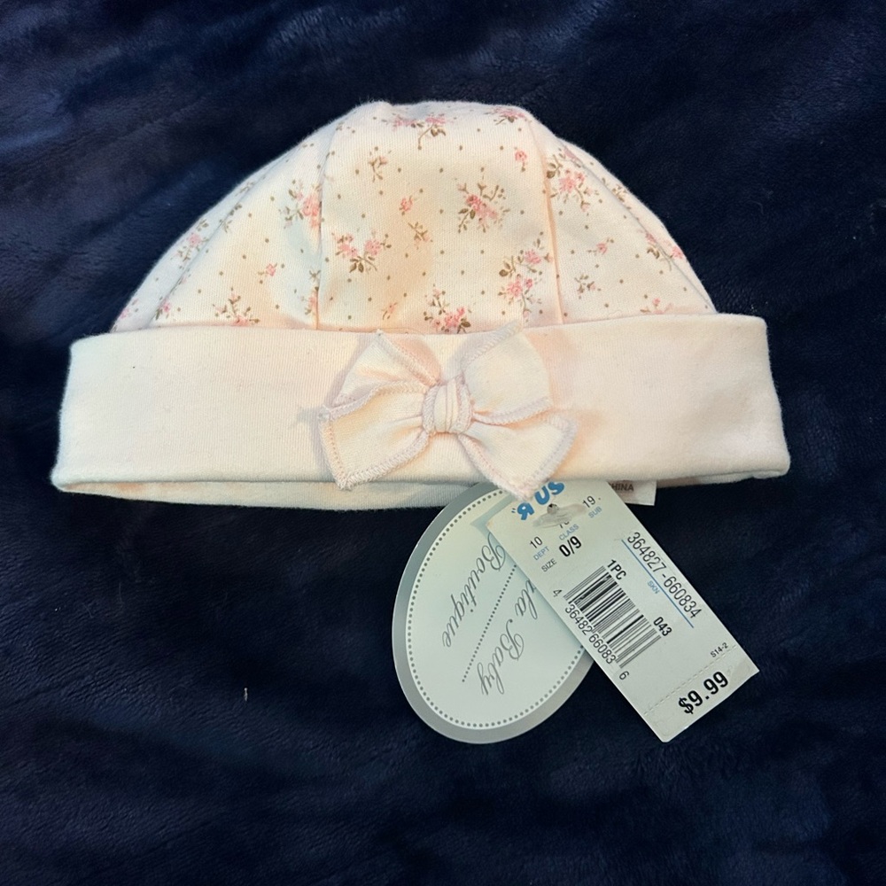 Floral Baby Hat with Bow